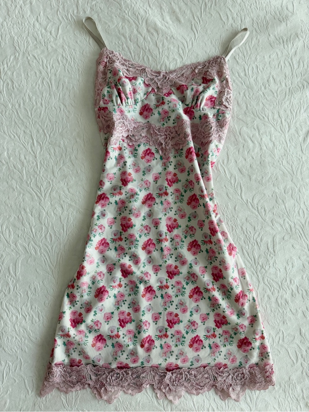 Tiger Mist Floral Lace-Trim Mini Dress